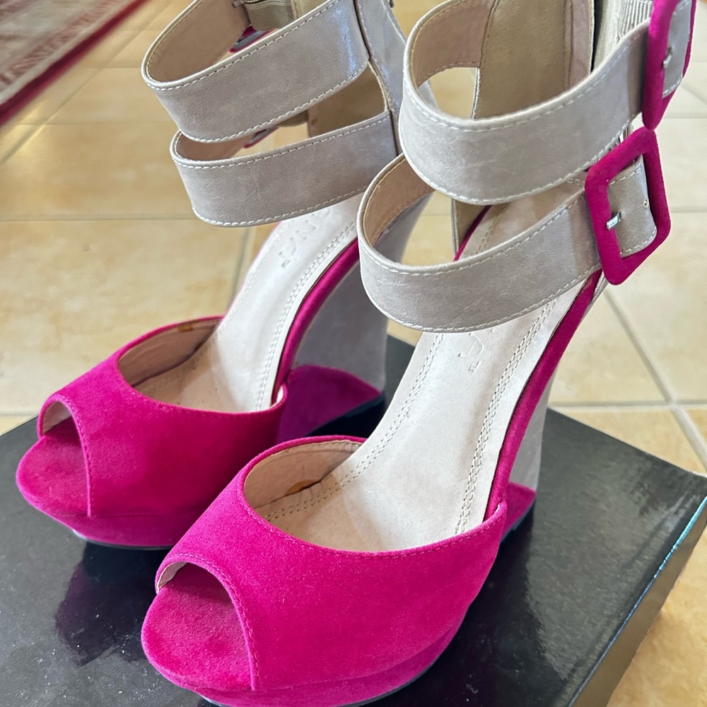 Elegant Pink and Beige Women's Heels